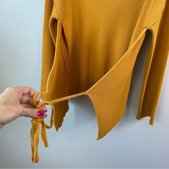 Free People FP Beach Brig Tie Front Sweater Orange XS - Picture 4 of 9